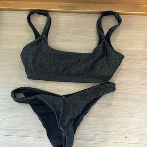 La hearts black sparkle bikini